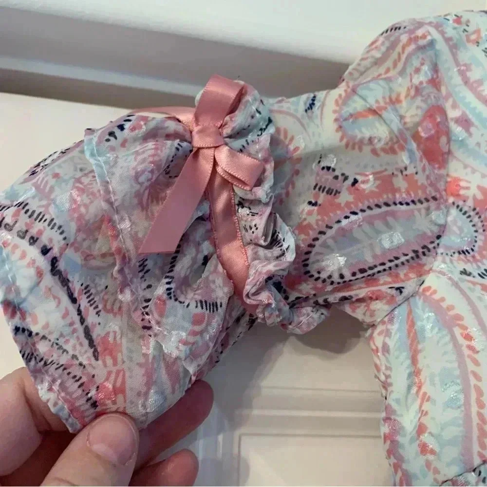 Laura Ashley London Baby Girl Dress Sz 18 Months Pink Paisley Diaper Cover NWT